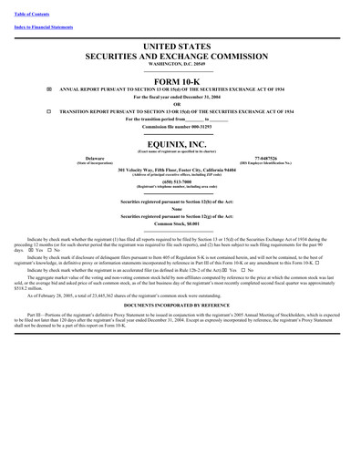 Miniature Equinix Rapport annuel 2004