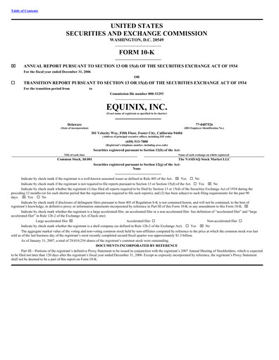 Miniature Equinix Rapport annuel 2006