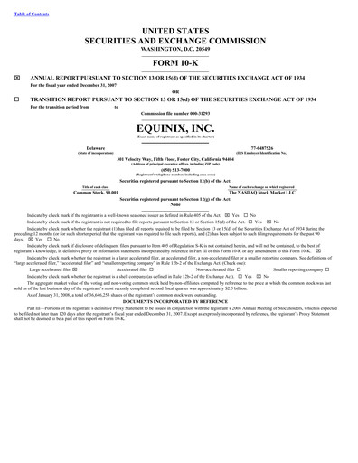 Miniature Equinix Rapport annuel 2007