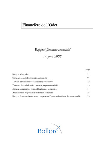 Vorschaubild Compagnie de l'Odet Halbjahresbericht 2008-h1