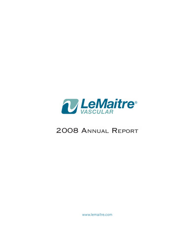 Thumbnail LeMaitre Vascular Annual Report 2008