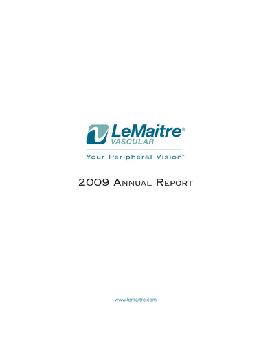 Thumbnail LeMaitre Vascular Annual Report 2009