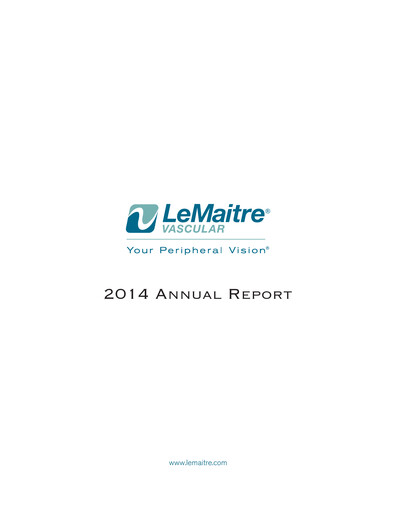 Thumbnail LeMaitre Vascular Annual Report 2014