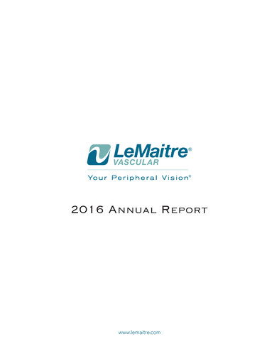 Thumbnail LeMaitre Vascular Annual Report 2016