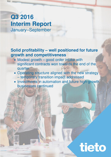 Vorschaubild TietoEVRY Quartalsbericht 2016-q3