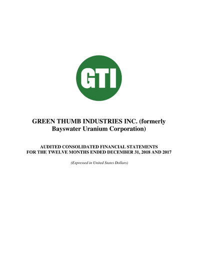 Thumbnail Green Thumb Industries Financial Statement 2018
