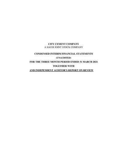 Thumbnail City Cement Company Quarterly Report 2021-q1
