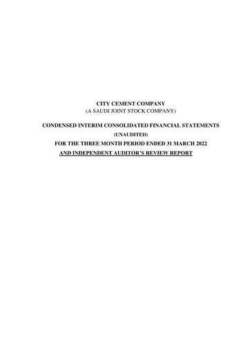 Thumbnail City Cement Company Quarterly Report 2022-q1