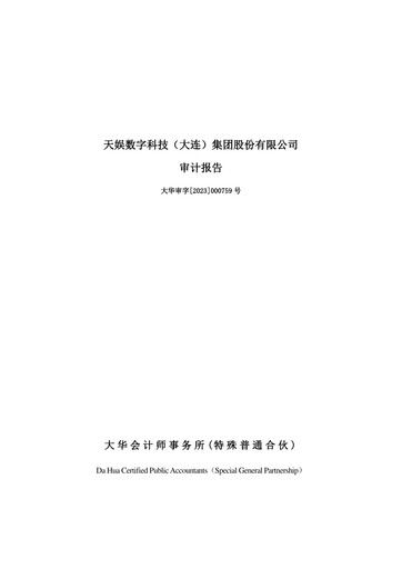 Thumbnail Tianyu Digital Technology (Dalian) Financial Statement 2022