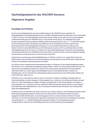 Thumbnail Wacker Chemie
 Sustainability Report 2025