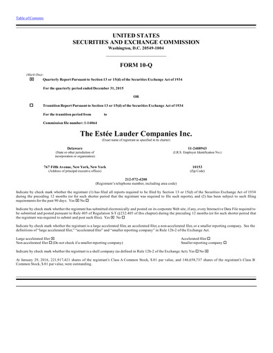 Vorschaubild Estee Lauder Quartalsbericht 2015-2016-q2