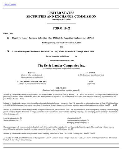 Vorschaubild Estee Lauder Quartalsbericht 2018-2019-q1