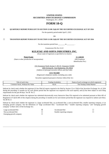 Miniature Kulicke and Soffa Industries Rapport trimestriel 2021-q2