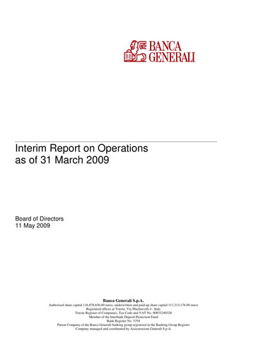 Thumbnail Banca Generali Quarterly Report 2009-q1