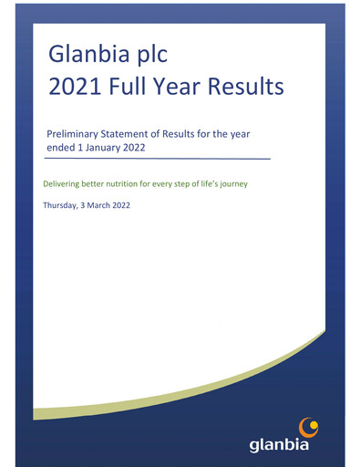 Thumbnail Glanbia plc Financial Report 2021