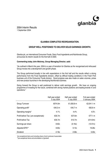 Thumbnail Glanbia plc Half-year Report 2004-h1