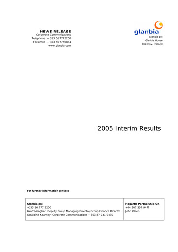 Thumbnail Glanbia plc Half-year Report 2005-h1