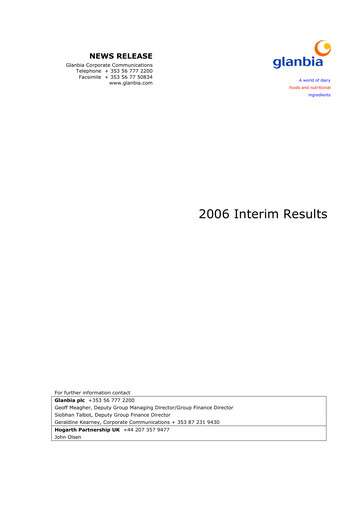 Thumbnail Glanbia plc Half-year Report 2006-h1