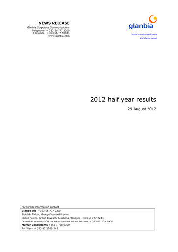 Thumbnail Glanbia plc Half-year Report 2012-h1
