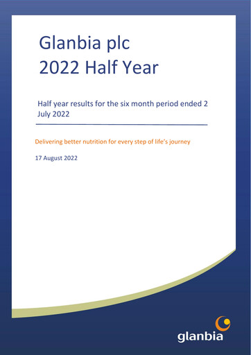 Thumbnail Glanbia plc Half-year Report 2022-h1