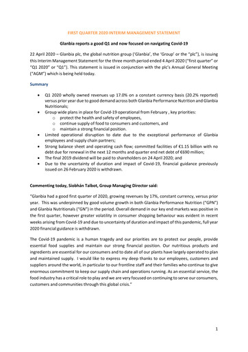Thumbnail Glanbia plc Quarterly Report 2020-q1