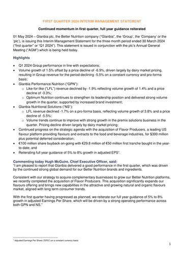Thumbnail Glanbia plc Quarterly Report 2024-q1