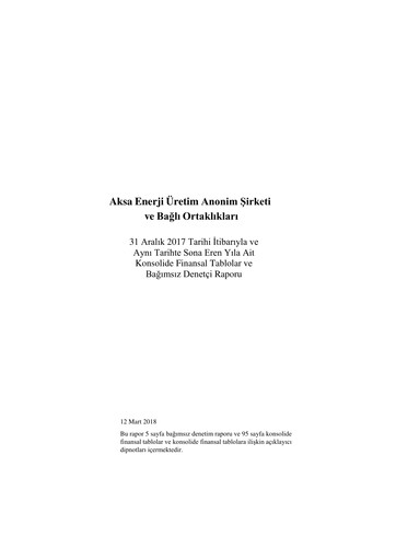 Thumbnail Aksa Energy Financial Statement 2017
