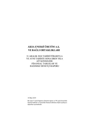 Thumbnail Aksa Energy Financial Statement 2018