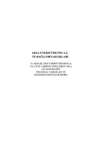 Thumbnail Aksa Energy Financial Statement 2020