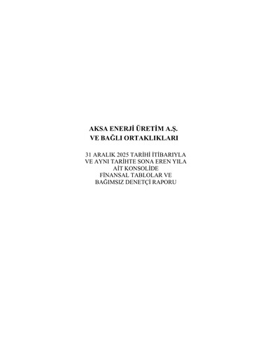 Miniature Aksa Energy Bilan financier 2025
