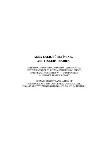 Miniature Aksa Energy Rapport semestriel 2025-h1