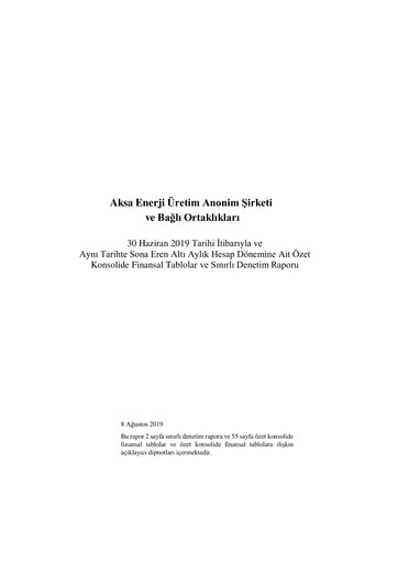 Vorschaubild Aksa Energy Halbjahresbericht 2019-h1