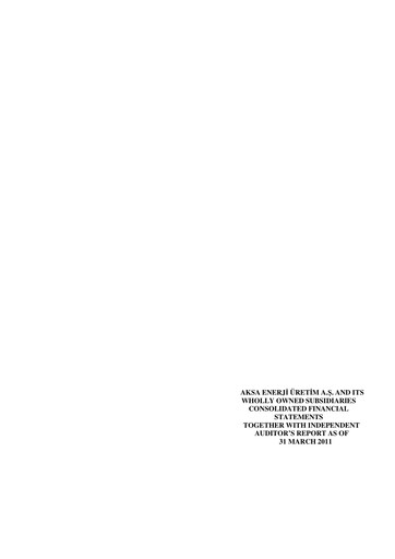 Thumbnail Aksa Energy Quarterly Report 2011-q1
