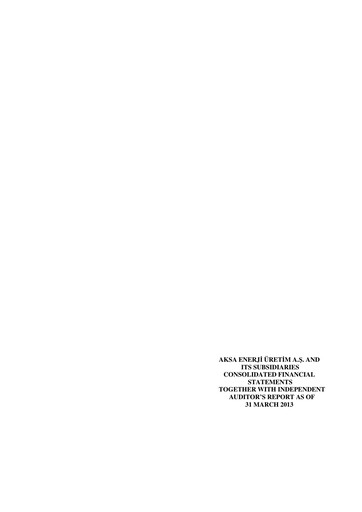 Thumbnail Aksa Energy Quarterly Report 2013-q1