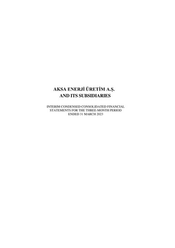Thumbnail Aksa Energy Quarterly Report 2023-q1