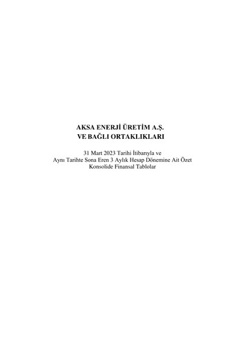 Thumbnail Aksa Energy Quarterly Report 2023-q1