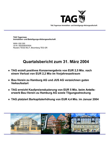 Thumbnail TAG Immobilien
 Quarterly Report 2004-q1