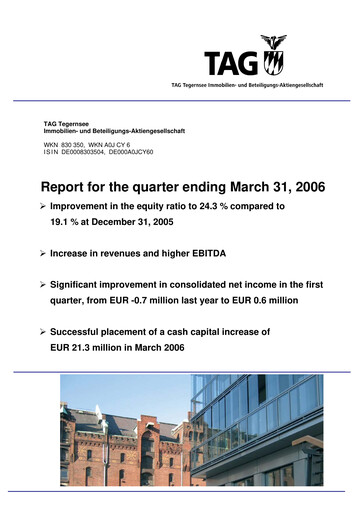 Thumbnail TAG Immobilien
 Quarterly Report 2006-q1