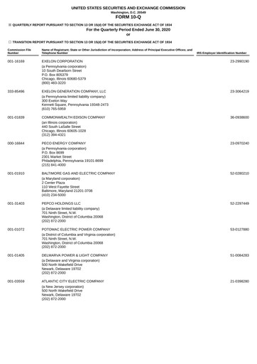 Thumbnail Exelon Corporation Quarterly Report 2020-q2