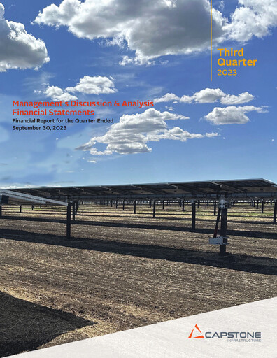 Thumbnail Capstone Infrastructure Quarterly Report 2023-q3