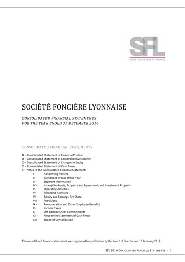 Thumbnail Société Foncière Lyonnaise Financial Statement 2016