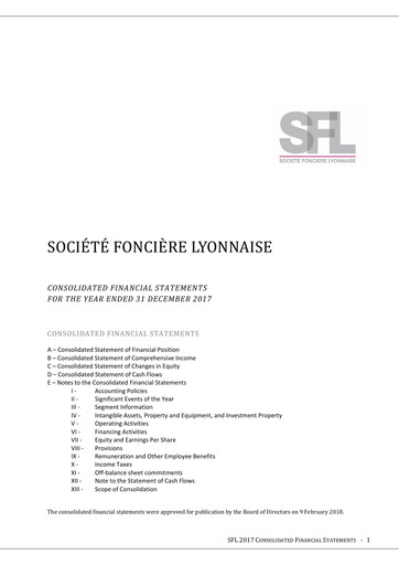 Thumbnail Société Foncière Lyonnaise Financial Statement 2017