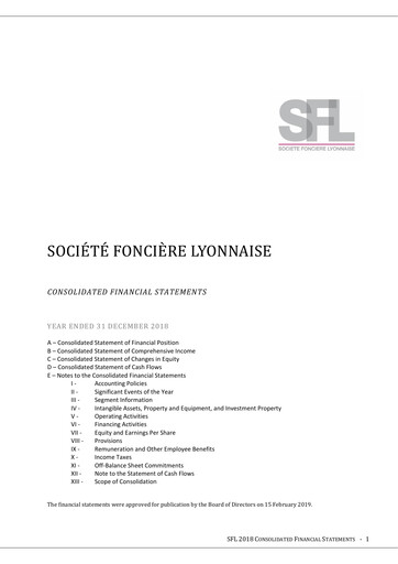 Thumbnail Société Foncière Lyonnaise Financial Statement 2018