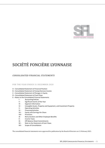 Thumbnail Société Foncière Lyonnaise Financial Statement 2020