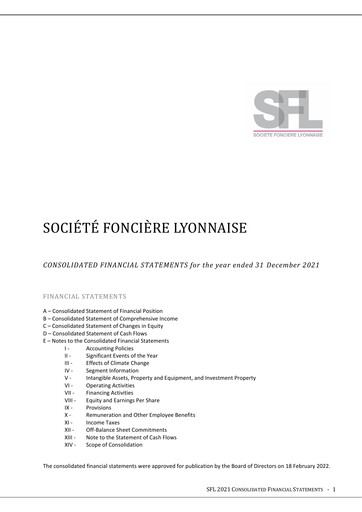 Thumbnail Société Foncière Lyonnaise Financial Statement 2021