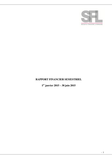 Thumbnail Société Foncière Lyonnaise Half-year Report 2015-h1