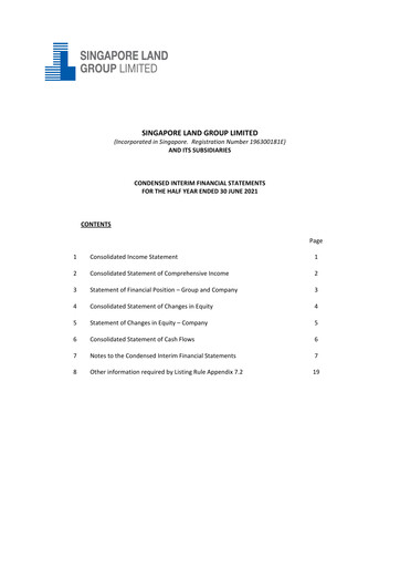 Miniature Singapore Land Rapport semestriel 2021-h1