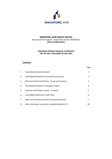 Miniature Singapore Land Rapport semestriel 2022-h1
