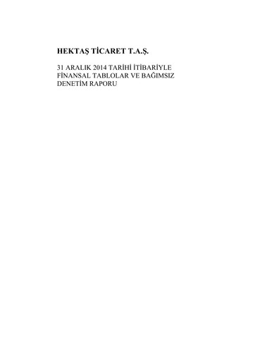 Miniature Hektaş
 Bilan financier 2014
