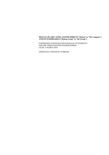Thumbnail Hektaş
 Quarterly Report 2024-q1